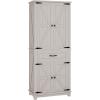 imageYITAHOME Farmhouse Kitchen Pantry Cabinet 645quot Tall Storage Cabinet with 2 Drawers ampamp Adjustable Shelves Ideal for Kitchen Living Room or Entryway Oak BlackWhite Oak