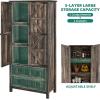 imageYITAHOME Farmhouse Kitchen Pantry Cabinet 645quot Tall Storage Cabinet with 2 Drawers ampamp Adjustable Shelves Ideal for Kitchen Living Room or Entryway Oak BlackRustic Brown