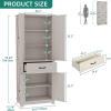 imageYITAHOME Farmhouse Kitchen Pantry Cabinet 645quot Tall Storage Cabinet with 2 Drawers ampamp Adjustable Shelves Ideal for Kitchen Living Room or Entryway Oak BlackWhite Oak