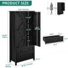 imageYITAHOME Farmhouse Kitchen Pantry Cabinet 645quot Tall Storage Cabinet with 2 Drawers ampamp Adjustable Shelves Ideal for Kitchen Living Room or Entryway Oak BlackBlack
