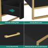 imageYITAHOME Farmhouse Nightstand with Charging Station 2 Drawers Night Stand for Bedroom LED Lights Heavy Duty End Table Side Table wOpen Shelf Retro BrownBlack Gold