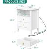 imageYITAHOME Farmhouse Nightstand with Charging Station 2 Drawers Night Stand for Bedroom LED Lights Heavy Duty End Table Side Table wOpen Shelf Retro BrownWhite