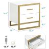 imageYITAHOME Farmhouse Nightstand with Charging Station 2 Drawers Night Stand for Bedroom LED Lights Heavy Duty End Table Side Table wOpen Shelf Retro BrownWhite Gold