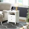 imageYITAHOME Farmhouse Nightstand with Charging Station 2 Drawers Night Stand for Bedroom LED Lights Heavy Duty End Table Side Table wOpen Shelf Retro BrownWhite