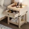 imageYITAHOME Farmhouse Nightstand with Charging Station Night Stands with Drawer for Bedroom Bedside Table with Lip for Small Space End Side Table with USB Ports and Outlets Set of 2 Rustic GreyGrey