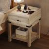 imageYITAHOME Farmhouse Nightstand with Charging Station Night Stands with Drawer for Bedroom Bedside Table with Lip for Small Space End Side Table with USB Ports and Outlets Set of 2 Rustic GreyGrey