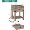 imageYITAHOME Farmhouse Nightstand with Charging Station Night Stands with Drawer for Bedroom Bedside Table with Lip for Small Space End Side Table with USB Ports and Outlets Set of 2 Rustic GreyRustic Grey