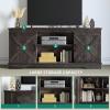 imageYITAHOME Farmhouse TV Stand for 65 Inch TV Mid Century Modern Entertainment Center with Double Barn Doors Rustic TV Media Console TV Cabinet for Living Room Dark OakDark Oak