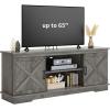 imageYITAHOME Farmhouse TV Stand for 65 Inch TV Mid Century Modern Entertainment Center with Double Barn Doors Rustic TV Media Console TV Cabinet for Living Room Dark OakRustic Grey