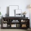 imageYITAHOME Farmhouse TV Stand for 65 Inch TV Mid Century Modern Entertainment Center with Double Barn Doors Rustic TV Media Console TV Cabinet for Living Room Dark OakDark Oak