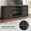 imageYITAHOME Farmhouse TV Stand for 65 Inch TV Mid Century Modern Entertainment Center with Double Barn Doors Rustic TV Media Console TV Cabinet for Living Room Dark OakDark Oak