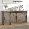 imageYITAHOME Farmhouse TV Stand for 65 Inch Television Stand Entertainment Center with Storage Cabinets and Sliding Barn Doors Rustic Media TV Console Table for Living Room Grey WhiteGrey WashGrey Wash