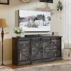 imageYITAHOME Farmhouse TV Stand for 65 Inch Television Stand Entertainment Center with Storage Cabinets and Sliding Barn Doors Rustic Media TV Console Table for Living Room Grey WhiteGrey WashDark Rustic Oak