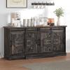 imageYITAHOME Farmhouse TV Stand for 65 Inch Television Stand Entertainment Center with Storage Cabinets and Sliding Barn Doors Rustic Media TV Console Table for Living Room Grey WhiteGrey WashDark Rustic Oak