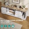 imageYITAHOME Farmhouse TV Stand for 65 Inch Television Stand Entertainment Center with Storage Cabinets and Sliding Barn Doors Rustic Media TV Console Table for Living Room Grey WhiteGrey WashGrey WhiteGrey Wash