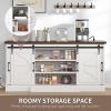 imageYITAHOME Farmhouse TV Stand for 65 Inch Television Stand Entertainment Center with Storage Cabinets and Sliding Barn Doors Rustic Media TV Console Table for Living Room Grey WhiteGrey WashWhiteBrown
