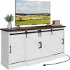 imageYITAHOME Farmhouse TV Stand for 65 Inch Television Stand Entertainment Center with Storage Cabinets and Sliding Barn Doors Rustic Media TV Console Table for Living Room Grey WhiteGrey WashWhiteBrown