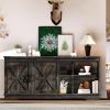 imageYITAHOME Farmhouse TV Stand for 65 Inch Television Stand Entertainment Center with Storage Cabinets and Sliding Barn Doors Rustic Media TV Console Table for Living Room Grey WhiteGrey WashDark Rustic Oak