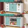 imageYITAHOME Farmhouse TV Stand for 65 Inch Television Stand Entertainment Center with Storage Cabinets and Sliding Barn Doors Rustic Media TV Console Table for Living Room Grey WhiteGrey WashWhite
