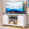 imageYITAHOME Farmhouse TV Stand for 65 Inch Television Stand Entertainment Center with Storage Cabinets and Sliding Barn Doors Rustic Media TV Console Table for Living Room Grey WhiteGrey WashWhite