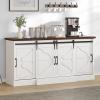 imageYITAHOME Farmhouse TV Stand for 65 Inch Television Stand Entertainment Center with Storage Cabinets and Sliding Barn Doors Rustic Media TV Console Table for Living Room Grey WhiteGrey WashWhiteBrown