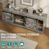 imageYITAHOME Farmhouse TV Stand for Living Room with Mount Entertainment Center with 3 Height Adjustment for 3270 inch TVs Media Console Cabinet with Sliding Barn Door Grey