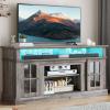 imageYITAHOME Farmhouse TV Stands for 75 Inch TV with Power Outlets Entertainment Center with Sliding Barn Doors and Adjustable Shelves TV Cabinet Media Console Table for Living Room Dark Rustic OakGrey