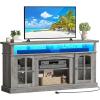 imageYITAHOME Farmhouse TV Stands for 75 Inch TV with Power Outlets Entertainment Center with Sliding Barn Doors and Adjustable Shelves TV Cabinet Media Console Table for Living Room Dark Rustic OakGrey