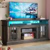 imageYITAHOME Farmhouse TV Stands for 75 Inch TV with Power Outlets Entertainment Center with Sliding Barn Doors and Adjustable Shelves TV Cabinet Media Console Table for Living Room Dark Rustic OakDark Rustic Oak