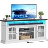 imageYITAHOME Farmhouse TV Stands for 75 Inch TV with Power Outlets Entertainment Center with Sliding Barn Doors and Adjustable Shelves TV Cabinet Media Console Table for Living Room Dark Rustic OakWhiteBlack