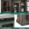 imageYITAHOME Farmhouse TV Stands for 75 Inch TV with Power Outlets Entertainment Center with Sliding Barn Doors and Adjustable Shelves TV Cabinet Media Console Table for Living Room Dark Rustic OakDark Rustic Oak