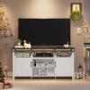 imageYITAHOME Farmhouse TV Stands for 75 Inch TV with Power Outlets Entertainment Center with Sliding Barn Doors and Adjustable Shelves TV Cabinet Media Console Table for Living Room Dark Rustic OakWhiteBlack