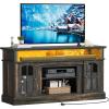 imageYITAHOME Farmhouse TV Stands for 75 Inch TV with Power Outlets Entertainment Center with Sliding Barn Doors and Adjustable Shelves TV Cabinet Media Console Table for Living Room Dark Rustic OakDark Rustic Oak