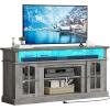 imageYITAHOME Farmhouse TV Stands for 75 Inch TV with Power Outlets Entertainment Center with Sliding Barn Doors and Adjustable Shelves TV Cabinet Media Console Table for Living Room Dark Rustic OakGrey