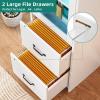 imageYITAHOME File Cabinet with Bookshelf and Glass Doors 2 Drawer Filing Cabinet with LED Light Printer Stand with Storage Shelf Wood File Cabinets for Home Office Fits Letter Legal A4 Size WhiteWhite