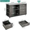imageYITAHOME File Cabinet with Charging Station Mobile Lateral Filing Cabinet with Lock for Home Office Printer Stand with Open Storage Shelf Fits A4 Letter Legal Size Files Office Furniture BlackGrey
