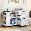imageYITAHOME File Cabinet with Charging Station Mobile Lateral Filing Cabinet with Lock for Home Office Printer Stand with Open Storage Shelf Fits A4 Letter Legal Size Files Office Furniture BlackWhite