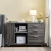 imageYITAHOME File Cabinet with Charging Station Mobile Lateral Filing Cabinet with Lock for Home Office Printer Stand with Open Storage Shelf Fits A4 Letter Legal Size Files Office Furniture BlackGrey