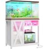 imageYITAHOME Fish Tank Stand with Power Outlets ampamp LED Light 2029 Gallon Metal Aquarium Stand with Cabinet for Fish Tank Accessories Storage for Turtle Tank Reptile Terrarium 350LBS Capacity GreyWhite