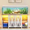 imageYITAHOME Fish Tank Stand with Power Outlets ampamp LED Light 2029 Gallon Metal Aquarium Stand with Cabinet for Fish Tank Accessories Storage for Turtle Tank Reptile Terrarium 350LBS Capacity GreyWhite
