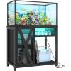 imageYITAHOME Fish Tank Stand with Power Outlets ampamp LED Light 2029 Gallon Metal Aquarium Stand with Cabinet for Fish Tank Accessories Storage for Turtle Tank Reptile Terrarium 350LBS Capacity GreyBlack