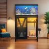 imageYITAHOME Fish Tank Stand with Power Outlets ampamp LED Light 2029 Gallon Metal Aquarium Stand with Cabinet for Fish Tank Accessories Storage for Turtle Tank Reptile Terrarium 350LBS Capacity GreyBlack