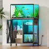 imageYITAHOME Fish Tank Stand with Power Outlets ampamp LED Light 2029 Gallon Metal Aquarium Stand with Cabinet for Fish Tank Accessories Storage for Turtle Tank Reptile Terrarium 350LBS Capacity GreyGrey