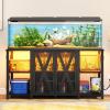 imageYITAHOME Fish Tank Stand with Power Outlets ampamp LED Light 2029 Gallon Metal Aquarium Stand with Cabinet for Fish Tank Accessories Storage for Turtle Tank Reptile Terrarium 350LBS Capacity GreyBlack
