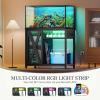 imageYITAHOME Fish Tank Stand with Power Outlets ampamp LED Light 2029 Gallon Metal Aquarium Stand with Cabinet for Fish Tank Accessories Storage for Turtle Tank Reptile Terrarium 350LBS Capacity GreyBlack