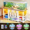imageYITAHOME Fish Tank Stand with Power Outlets ampamp LED Light 2029 Gallon Metal Aquarium Stand with Cabinet for Fish Tank Accessories Storage for Turtle Tank Reptile Terrarium 350LBS Capacity GreyWhite