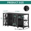 imageYITAHOME Fish Tank Stand with Power Outlets ampamp LED Light 2029 Gallon Metal Aquarium Stand with Cabinet for Fish Tank Accessories Storage for Turtle Tank Reptile Terrarium 350LBS Capacity GreyBlack