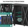 imageYITAHOME Fish Tank Stand with Power Outlets ampamp LED Light 2029 Gallon Metal Aquarium Stand with Cabinet for Fish Tank Accessories Storage for Turtle Tank Reptile Terrarium 350LBS Capacity GreyBlack