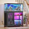 imageYITAHOME Fish Tank Stand with Power Outlets ampamp LED Light 2029 Gallon Metal Aquarium Stand with Cabinet for Fish Tank Accessories Storage for Turtle Tank Reptile Terrarium 350LBS Capacity GreyBlack