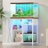 imageYITAHOME Fish Tank Stand with Power Outlets ampamp LED Light 2029 Gallon Metal Aquarium Stand with Cabinet for Fish Tank Accessories Storage for Turtle Tank Reptile Terrarium 350LBS Capacity GreyWhite Oak